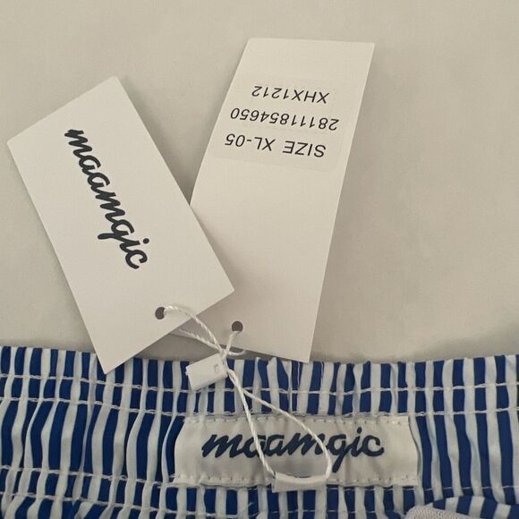 Maamgic Men’s Sz XL Blue & White Striped lined Swim Trunks Shorts - Picture 8 of 8